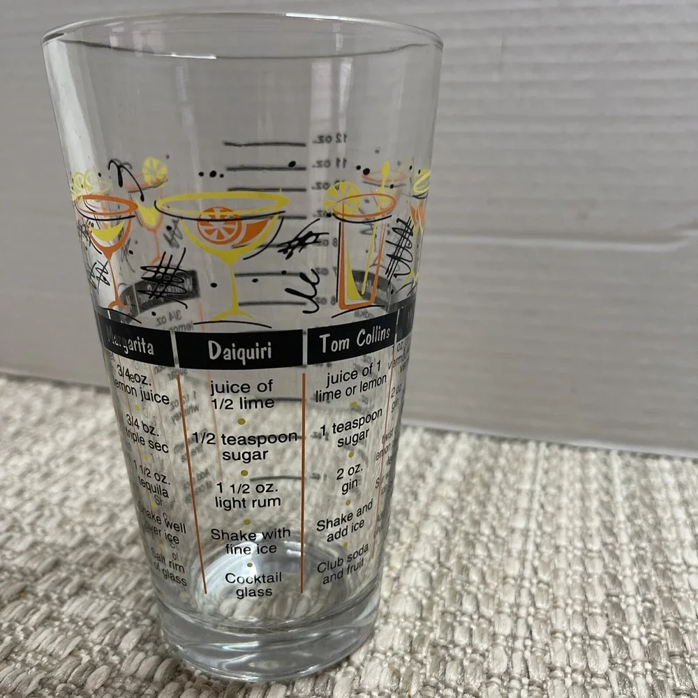 Vintage Style Cocktail Recipe Mixing Glass 12oz Measured Barware‎